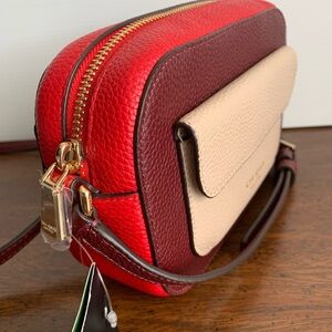 Kate Spade NY Ava Colorblocked Crossbody Bag Cherry Juice Multi Red Leather